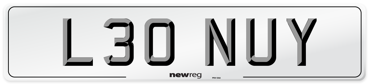 L30 NUY Front Number Plate