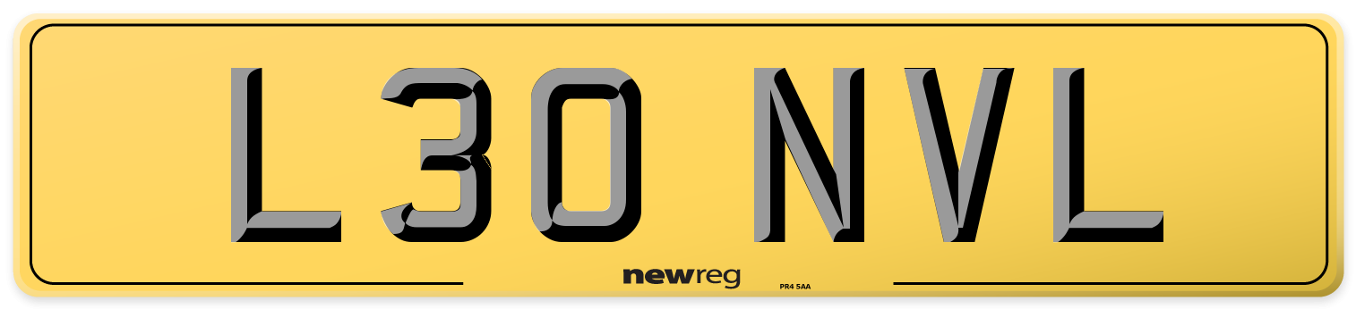 L30 NVL Rear Number Plate