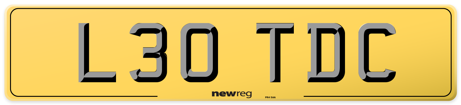 L30 TDC Rear Number Plate