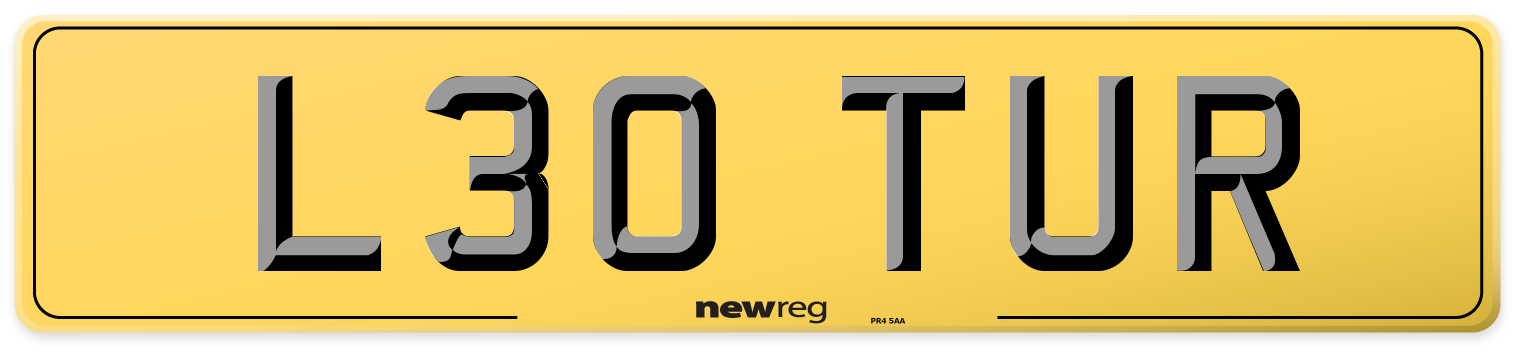 L30 TUR Rear Number Plate