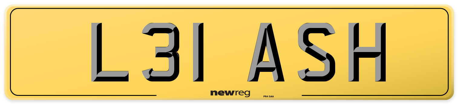 L31 ASH Rear Number Plate
