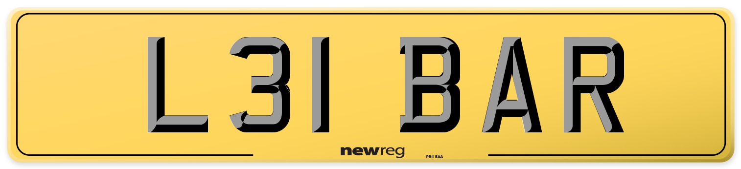 L31 BAR Rear Number Plate