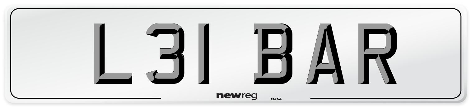 L31 BAR Front Number Plate