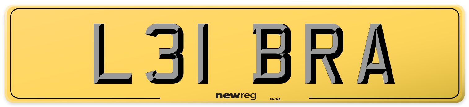 L31 BRA Rear Number Plate