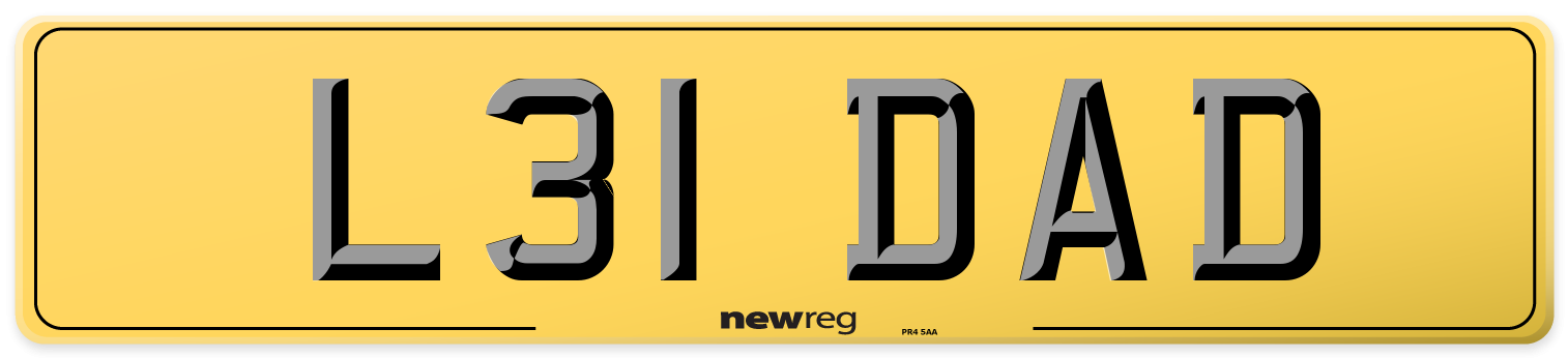 L31 DAD Rear Number Plate