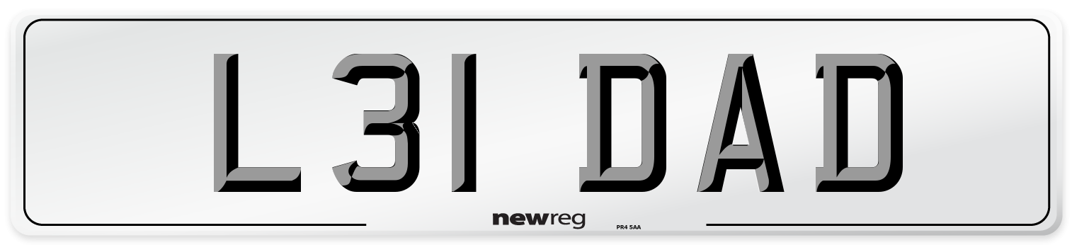 L31 DAD Front Number Plate