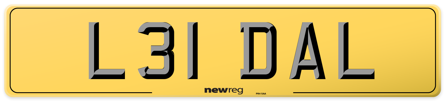 L31 DAL Rear Number Plate