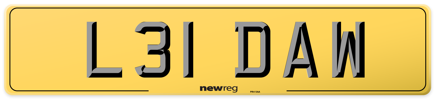L31 DAW Rear Number Plate