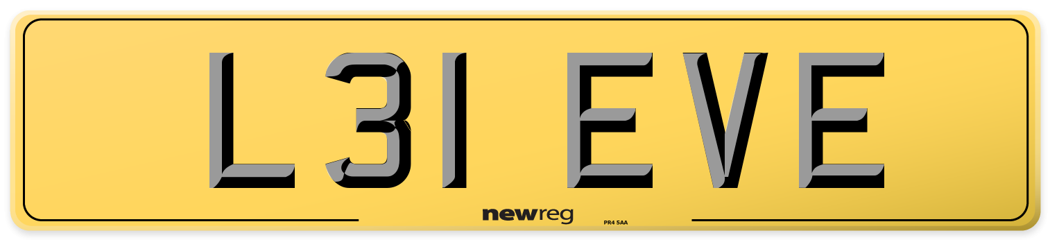 L31 EVE Rear Number Plate