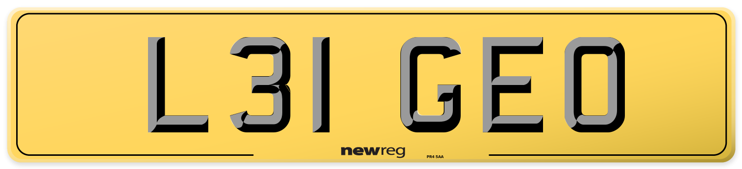 L31 GEO Rear Number Plate