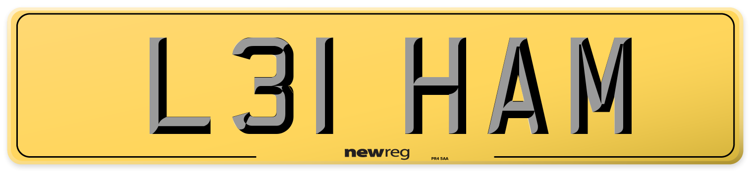 L31 HAM Rear Number Plate