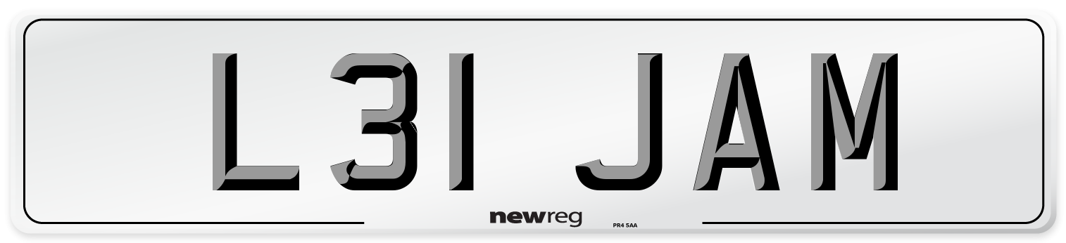L31 JAM Front Number Plate
