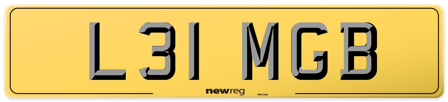 L31 MGB Rear Number Plate