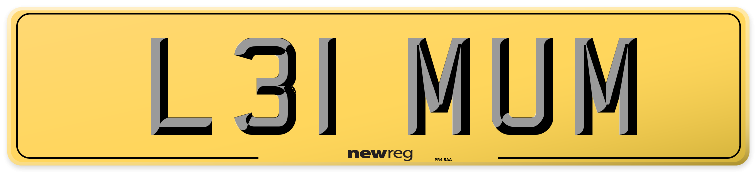 L31 MUM Rear Number Plate