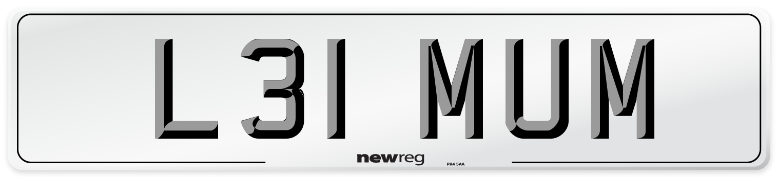 L31 MUM Front Number Plate