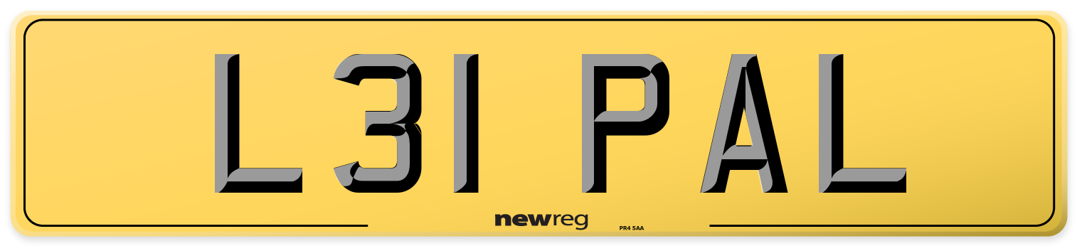 L31 PAL Rear Number Plate