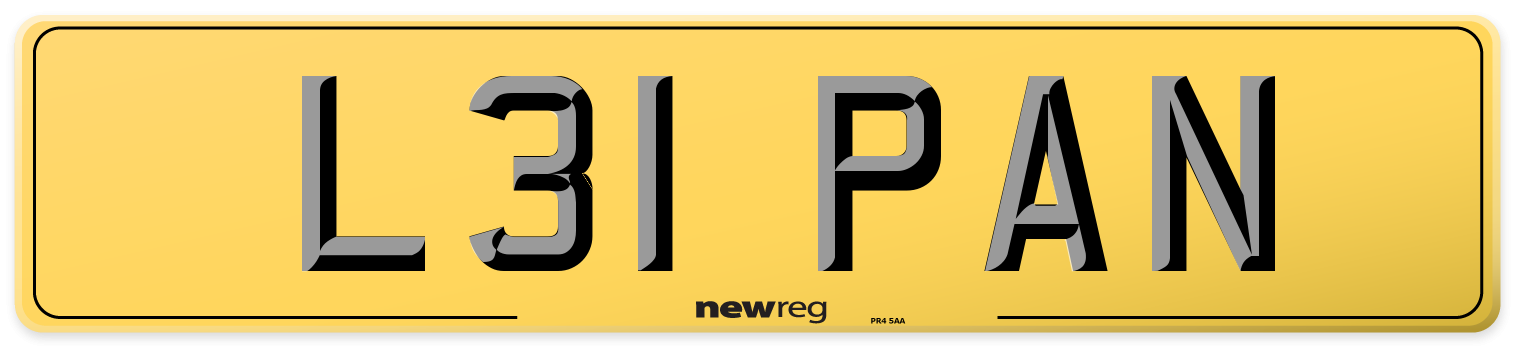 L31 PAN Rear Number Plate