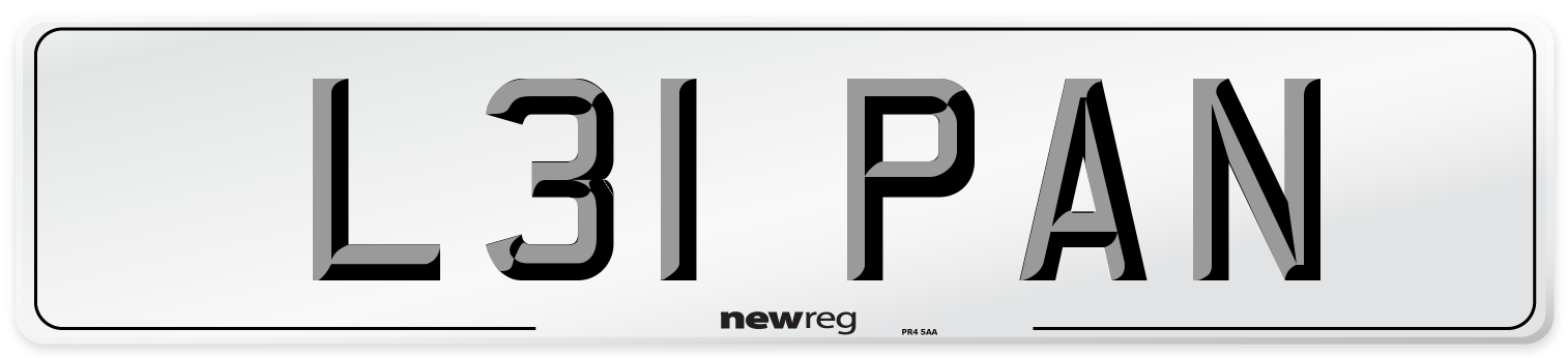 L31 PAN Front Number Plate
