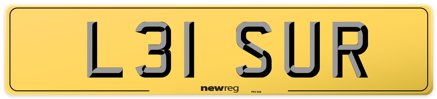 L31 SUR Rear Number Plate