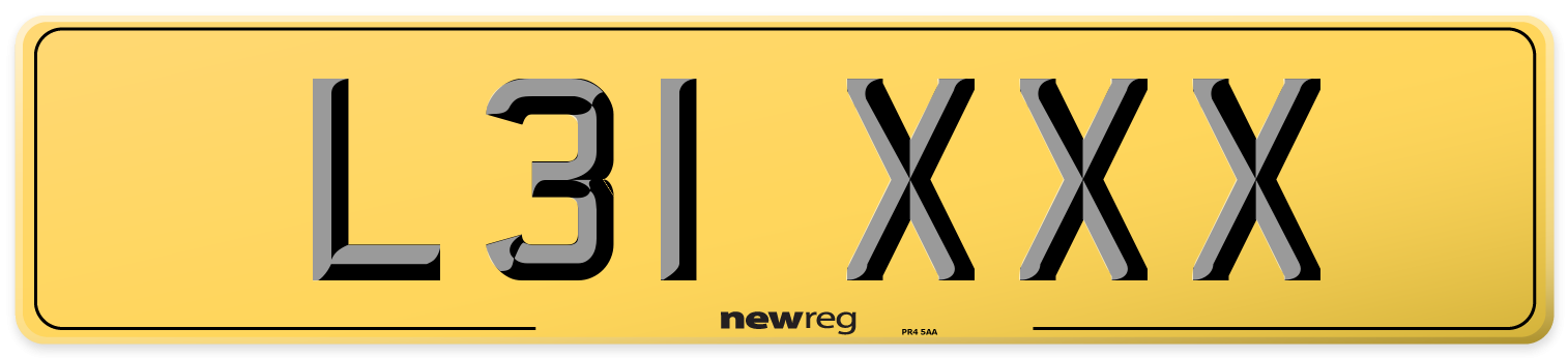 L31 XXX Rear Number Plate
