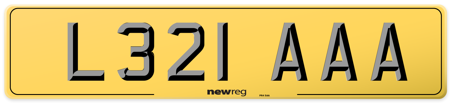 L321 AAA Rear Number Plate