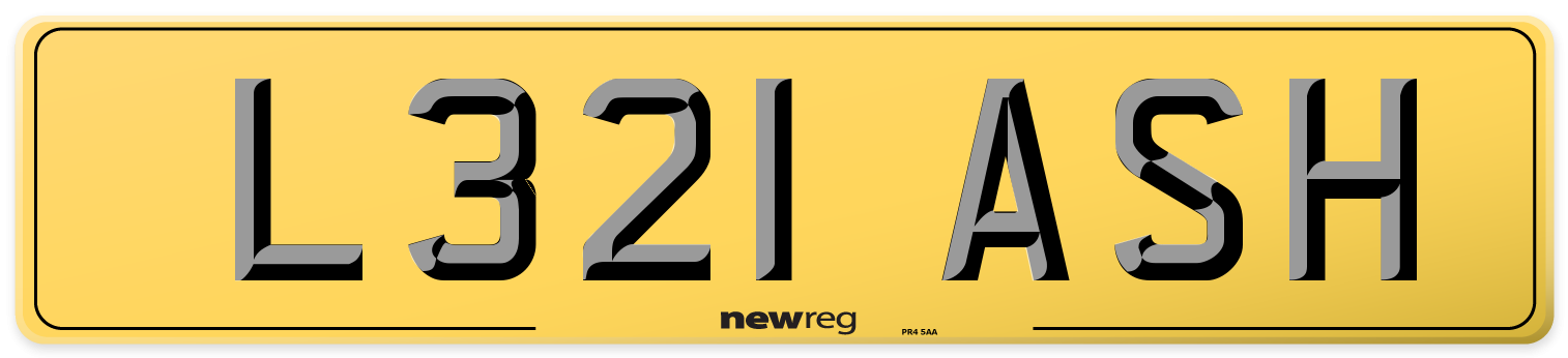 L321 ASH Rear Number Plate