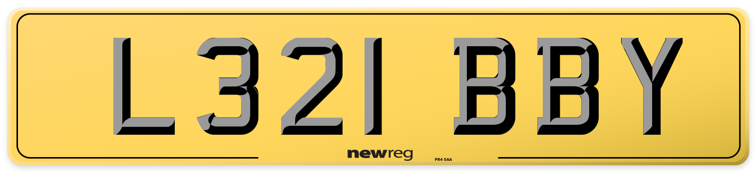 L321 BBY Rear Number Plate