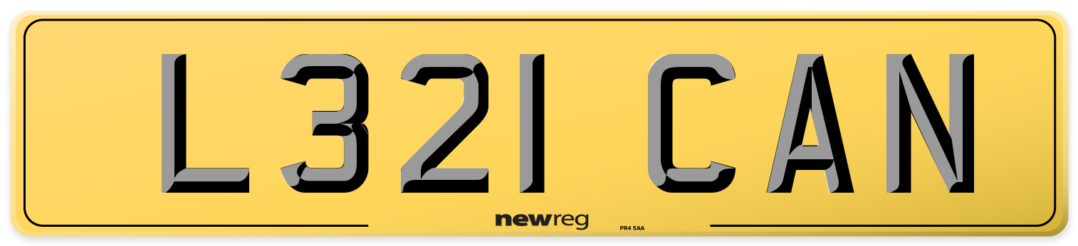 L321 CAN Rear Number Plate