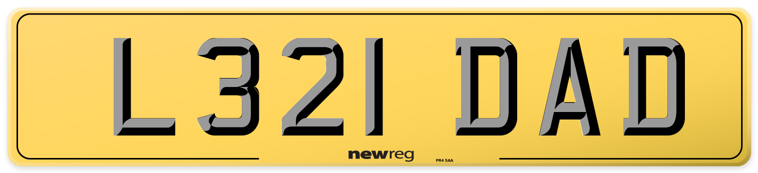 L321 DAD Rear Number Plate