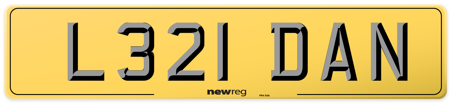 L321 DAN Rear Number Plate
