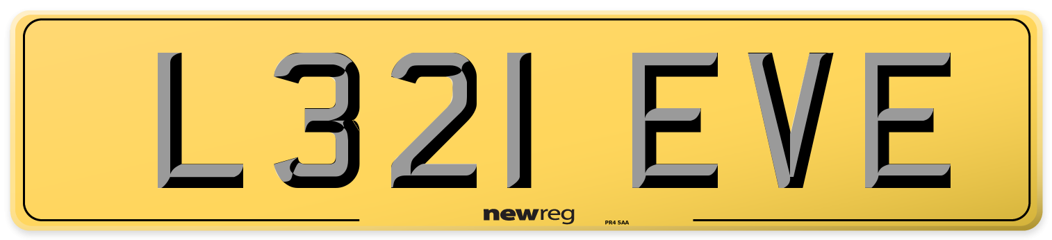 L321 EVE Rear Number Plate