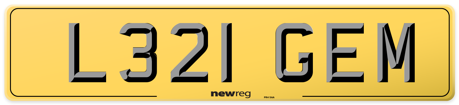 L321 GEM Rear Number Plate