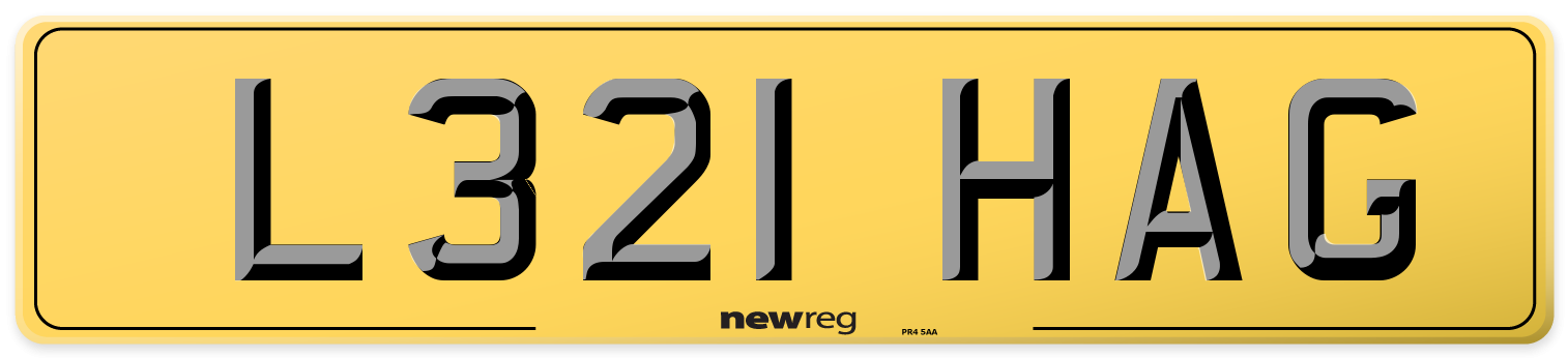 L321 HAG Rear Number Plate