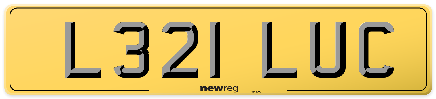 L321 LUC Rear Number Plate