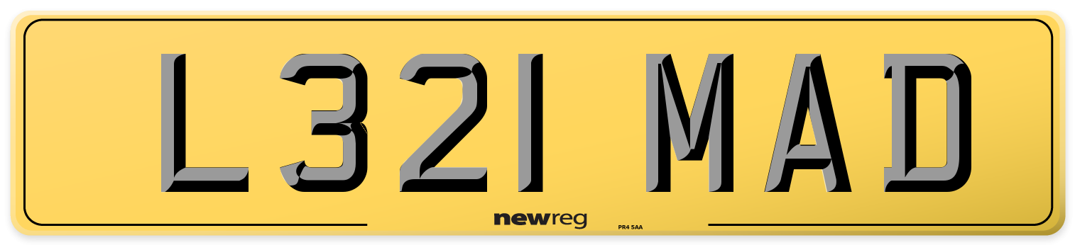 L321 MAD Rear Number Plate