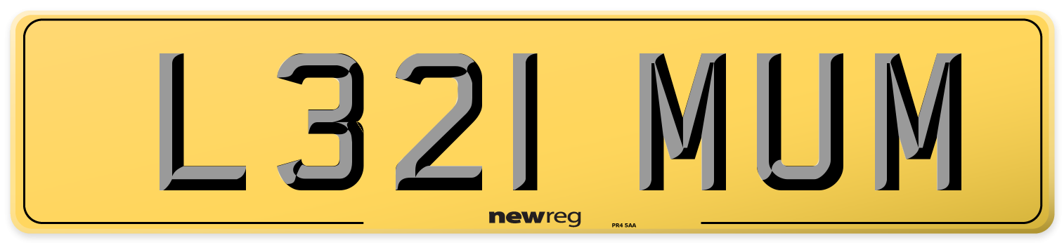 L321 MUM Rear Number Plate