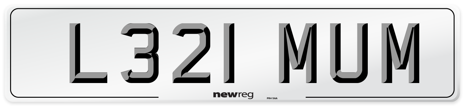 L321 MUM Front Number Plate