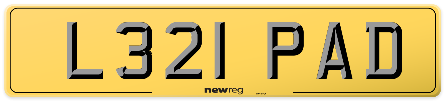 L321 PAD Rear Number Plate
