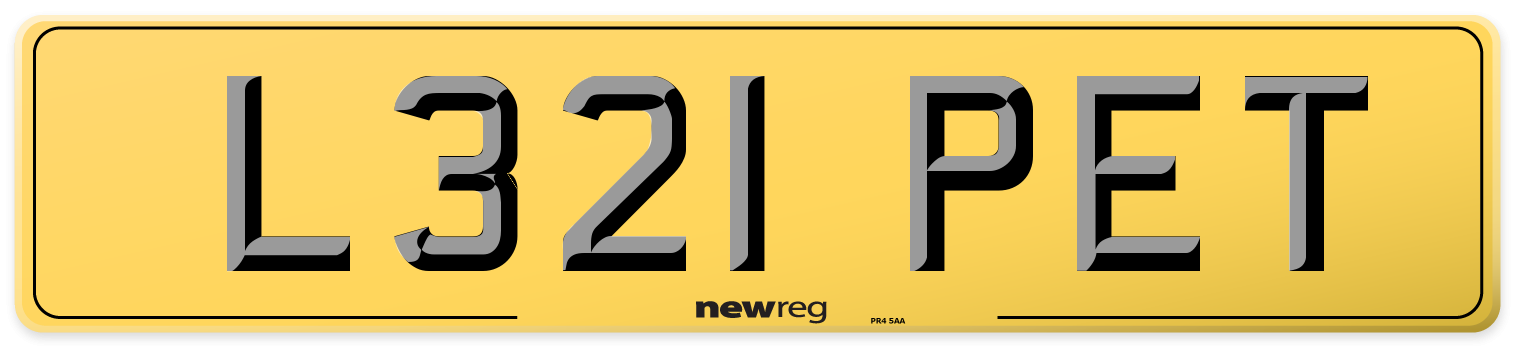 L321 PET Rear Number Plate