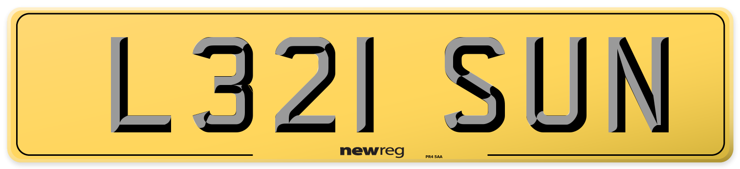 L321 SUN Rear Number Plate