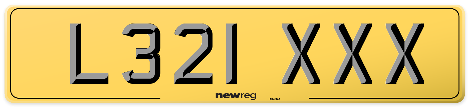L321 XXX Rear Number Plate