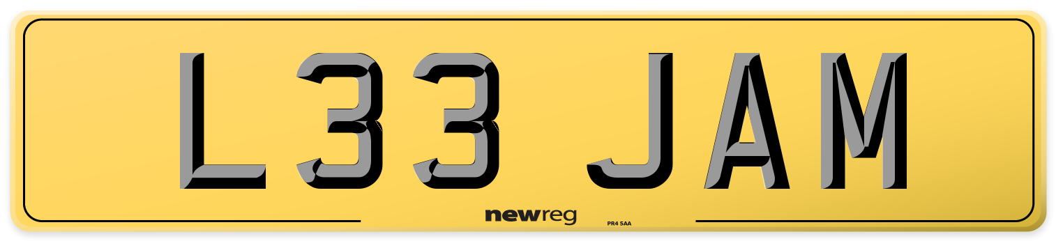 L33 JAM Rear Number Plate