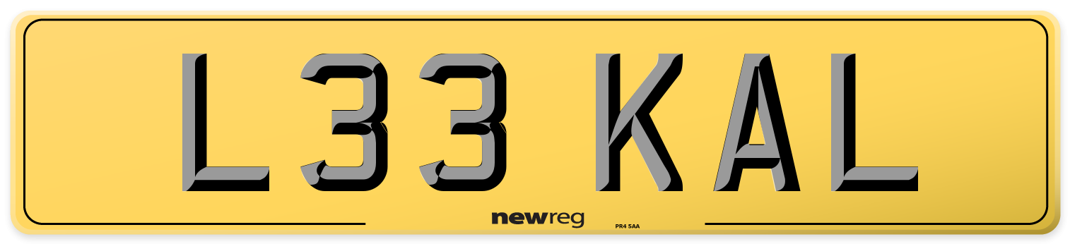 L33 KAL Rear Number Plate
