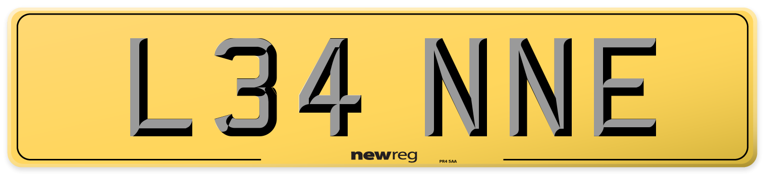 L34 NNE Rear Number Plate