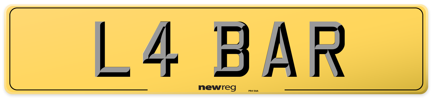 L4 BAR Rear Number Plate