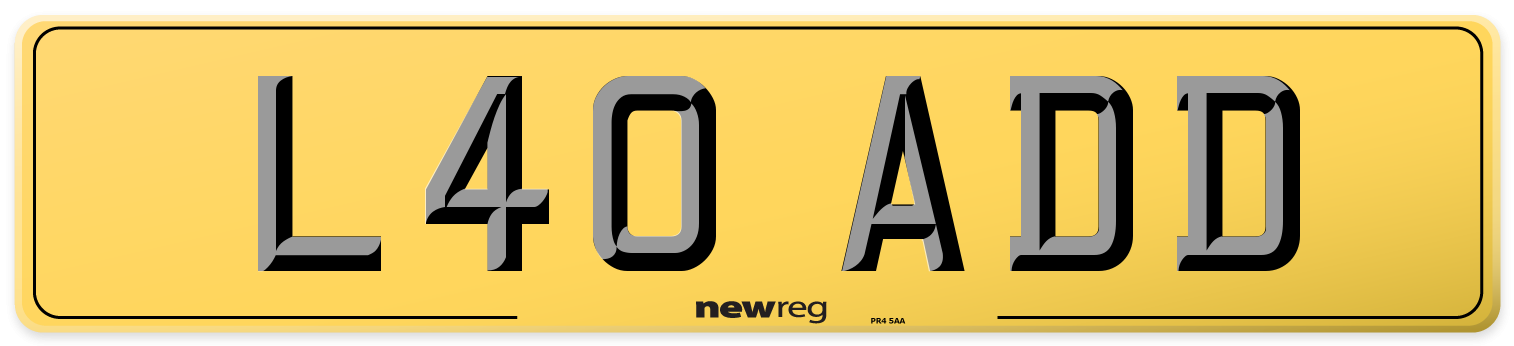 L40 ADD Rear Number Plate