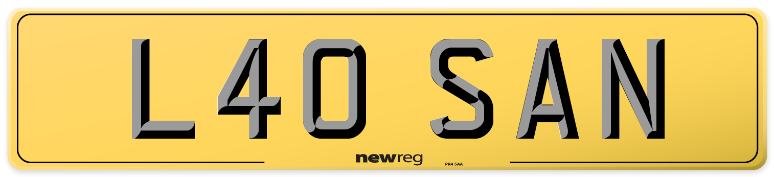 L40 SAN Rear Number Plate
