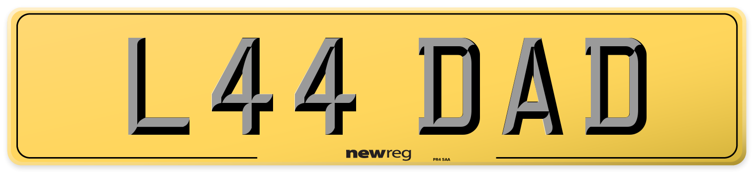 L44 DAD Rear Number Plate