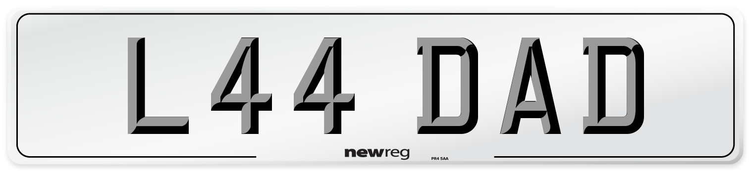 L44 DAD Front Number Plate