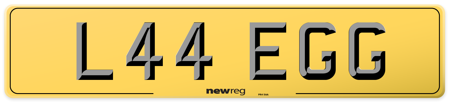 L44 EGG Rear Number Plate